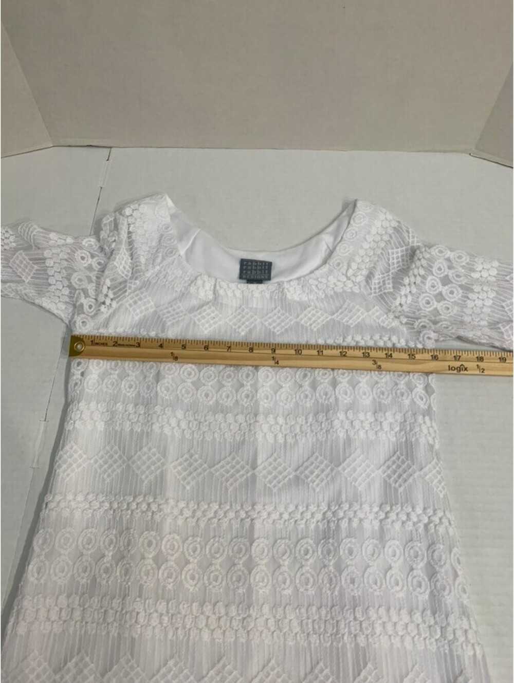 Rabbit Rabbit Rabbit White Geometric Lace Sheath Dress Size Medium - Picture 6 of 10